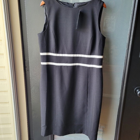 Black Label by Evan Picone Black Pencil Dress Size 14 Knee Length Sleeveless - Picture 2 of 9